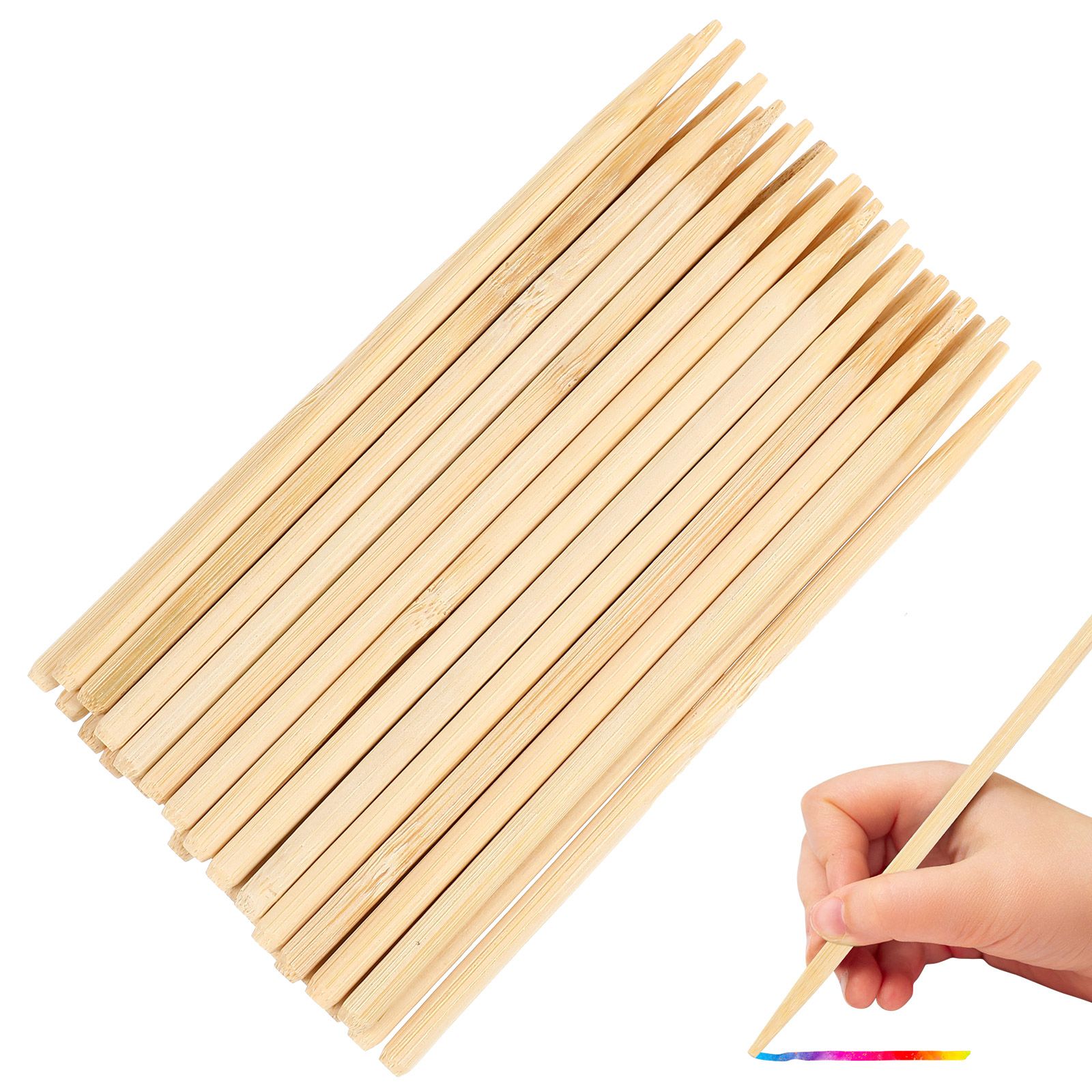 Woodworking Easy Projects - 30 Stück Holz-Kratzmalerei-Bambus-Stift, Wachsstift für Haarzweige,