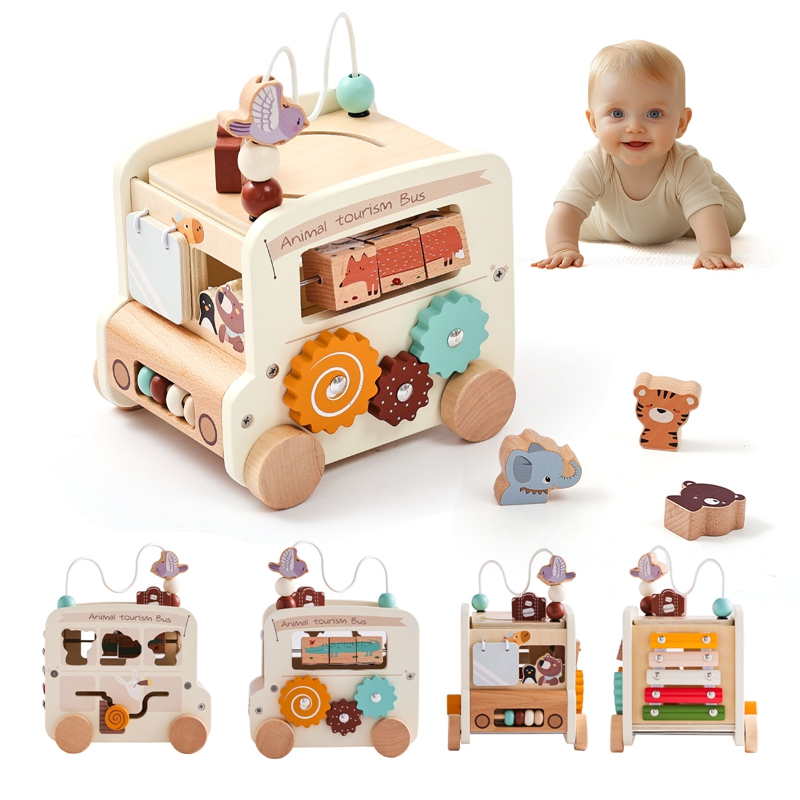 Woodworking For Kids - Montessori Holzspielzeug für Kinder, 5-in-1 Beschäftigungsspielzeug,