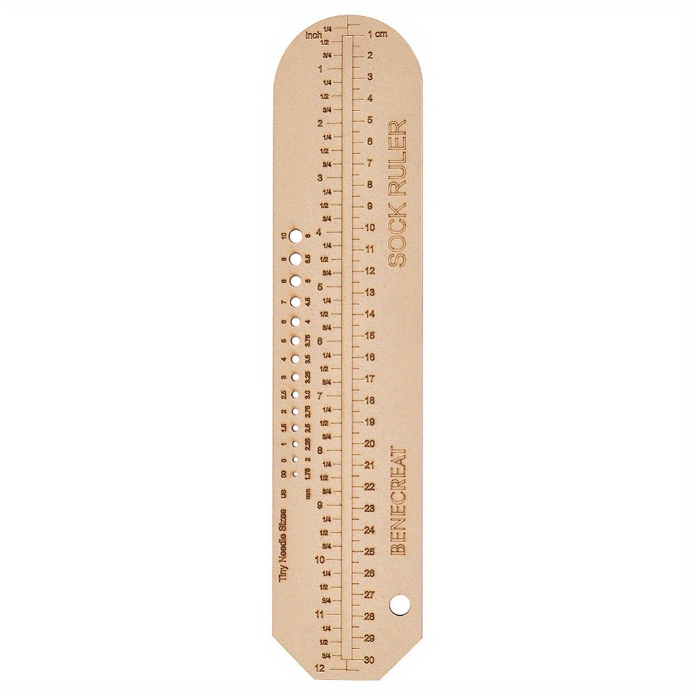 Woodworking Easy Projects - Flaches 2D-Holz-Sockenstricklineal, Langlebiges Holz-Webmesser, Handgefertigtes Strickhandwerk-Zubehör