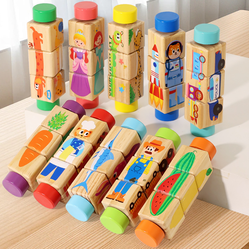 Woodworking For Kids - 1 Stück Baby Holz-Drehpuzzle mit Tiermotiven