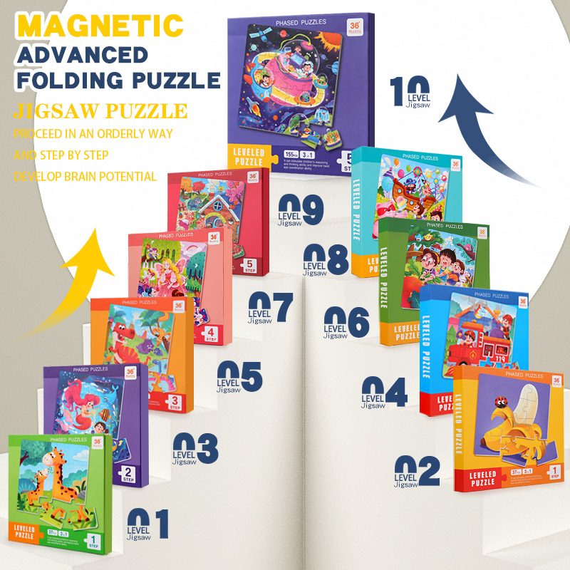 Woodworking For Kids - Magnetisches Holzpuzzle für Kinder mit Cartoon-Muster,