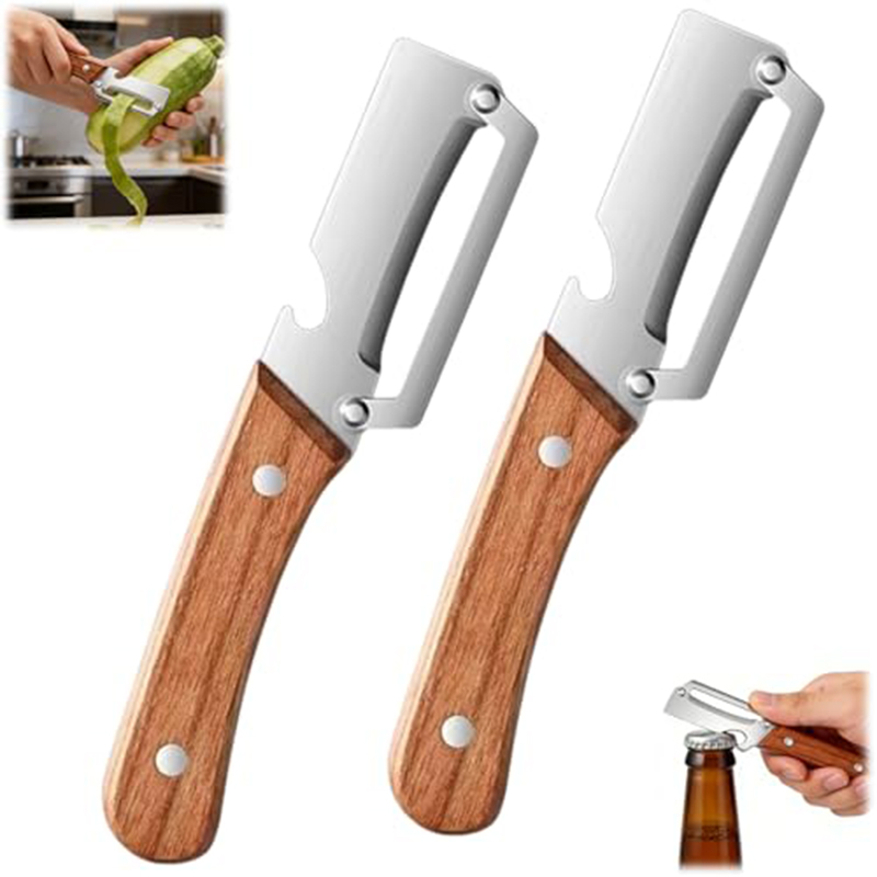 Woodworking Easy Projects - Edelstahl-Küchenschäler Gemüseschäler mit Holzgriff zum Schälen