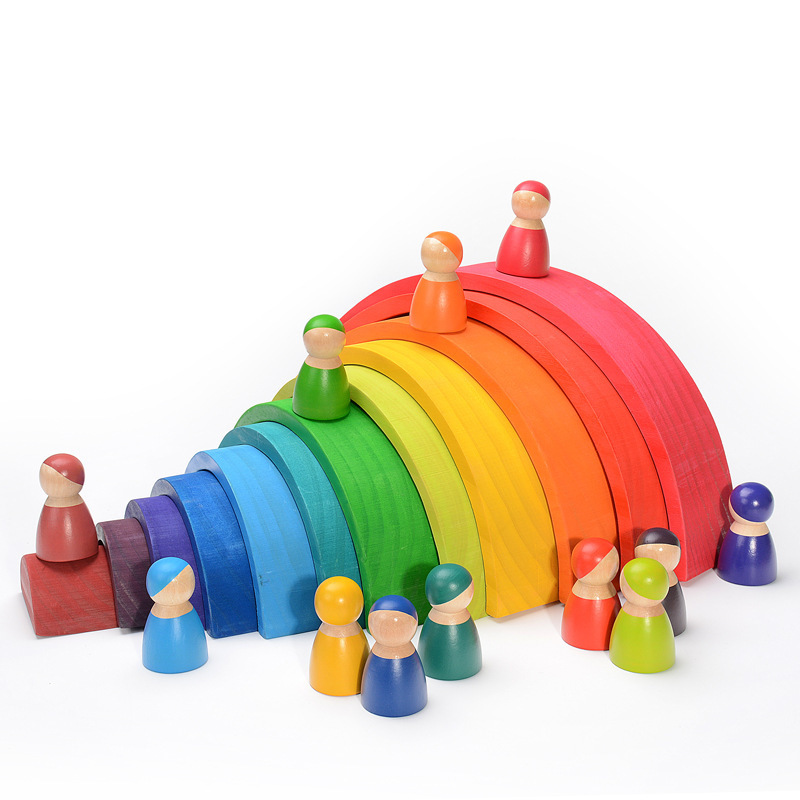 Holz-Regenbogen-Bausteine, bun – Woodworking For Kids Bewertung und Preis